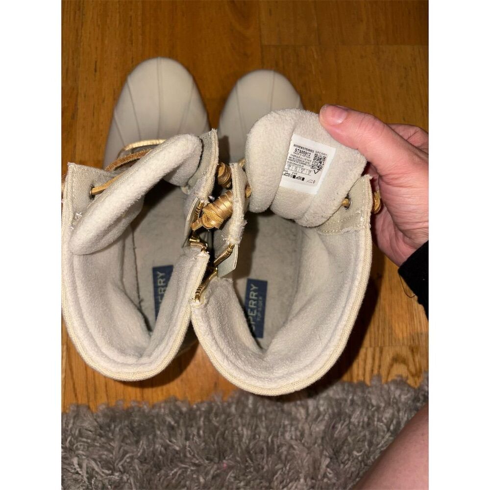 Sperry Women's Ankle Snow Boots Size 10 Ivory Metallic Winter Casual - Picture 10 of 13